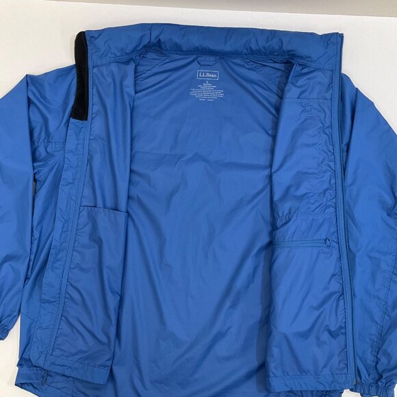 LL Bean Blue Mens Large Zip-Up Windbreak Rain Jacket Outdoor Active Hooded - Picture 3 of 15